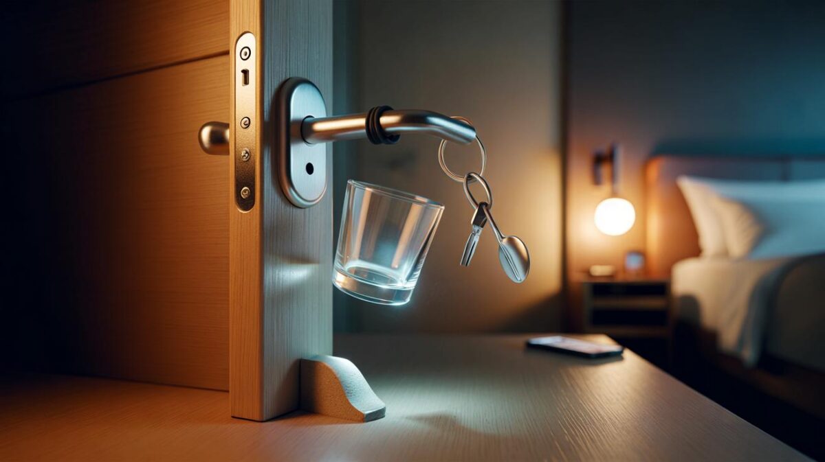 Warum Sie im Hotel immer ein Glas an die Türklinke hängen sollten