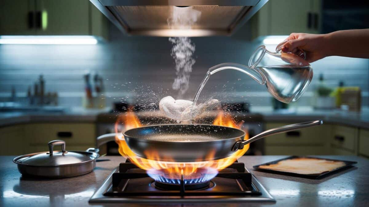 Warum Sie niemals Wasser in eine heiße Pfanne gießen sollten