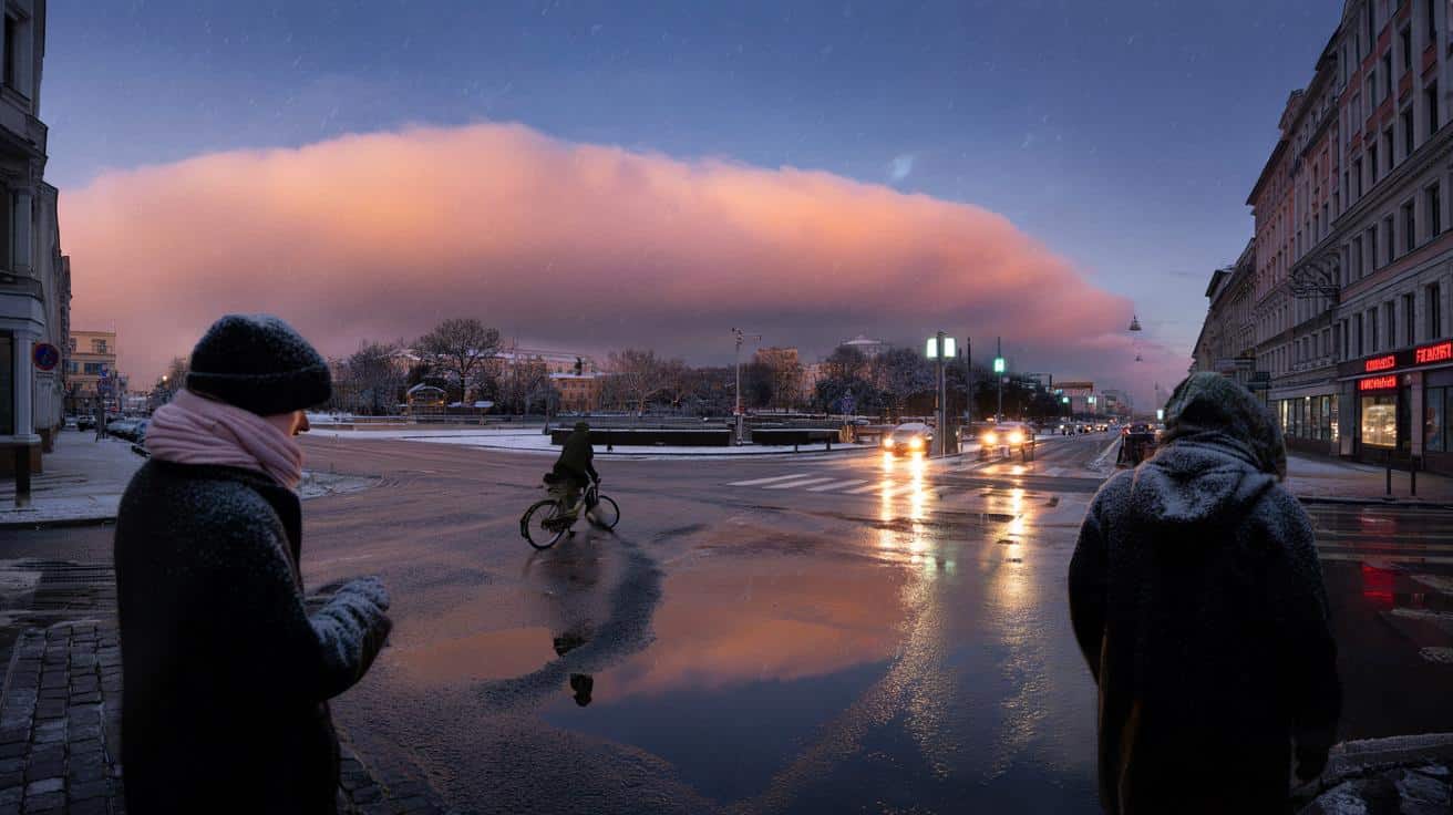 Wetter-Phänomen: Warum sich der Himmel vor dem Schnee plötzlich rosa färbt